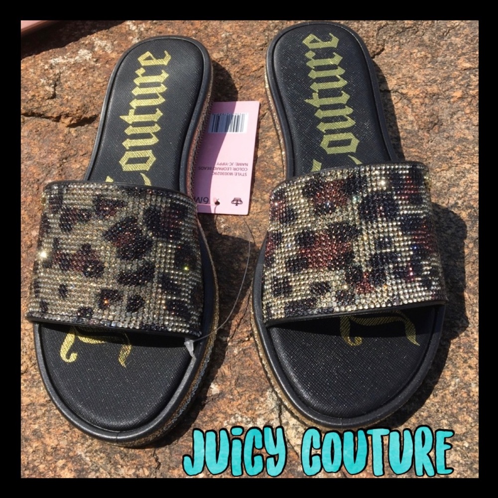 💙NWT💙Juicy Couture leopard crystal slides